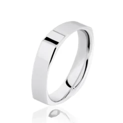 Alliance Carree Polie Or Blanc