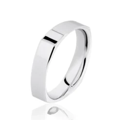 Alliance Carree Polie Or Blanc