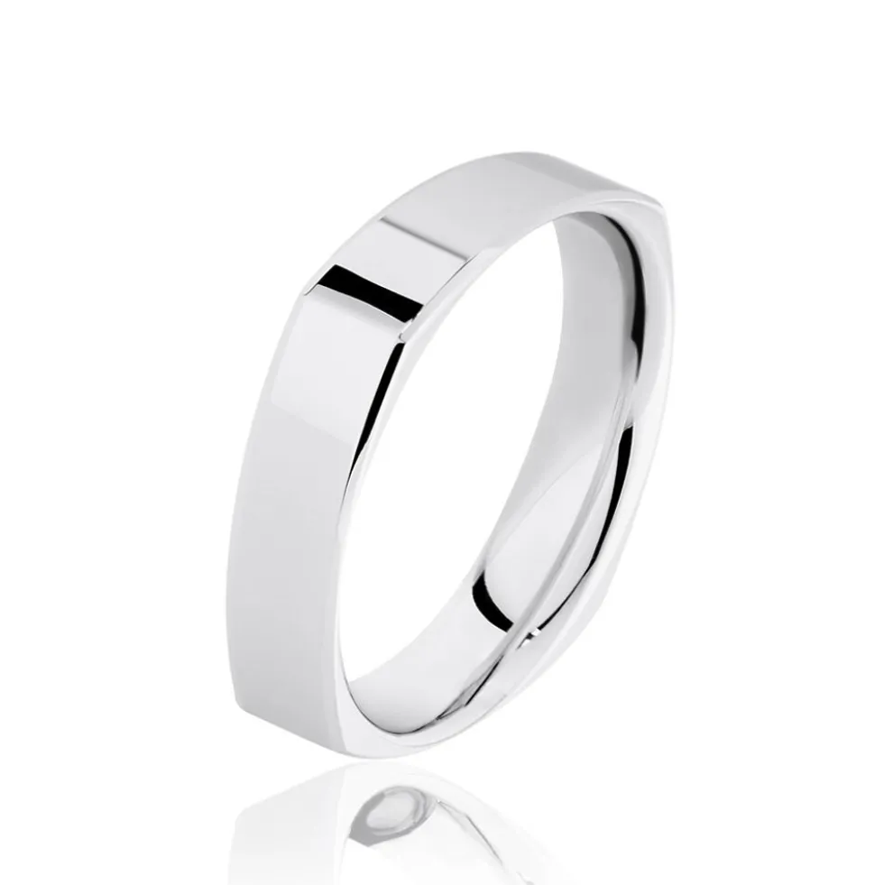 Alliance Carree Polie Or Blanc