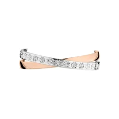Alliance Double Anneaux Ruban Plat Or Bicolore