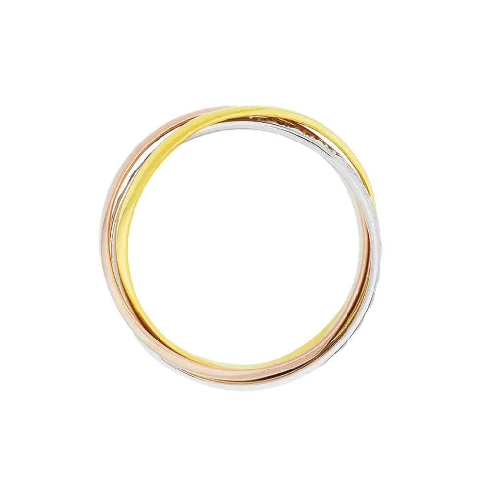 Alliance Entrelacee Diamantee Demi Jonc Classique Or Tricolore