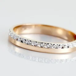 Alliance Fantaisie Diamantee Ruban Plat Or Bicolore