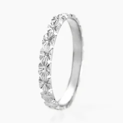 Alliance Fleur Diamantee Ruban Plat Or Blanc