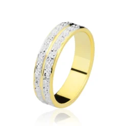 Alliance Grain De Folie Diamantee Ruban Plat Or Bicolore