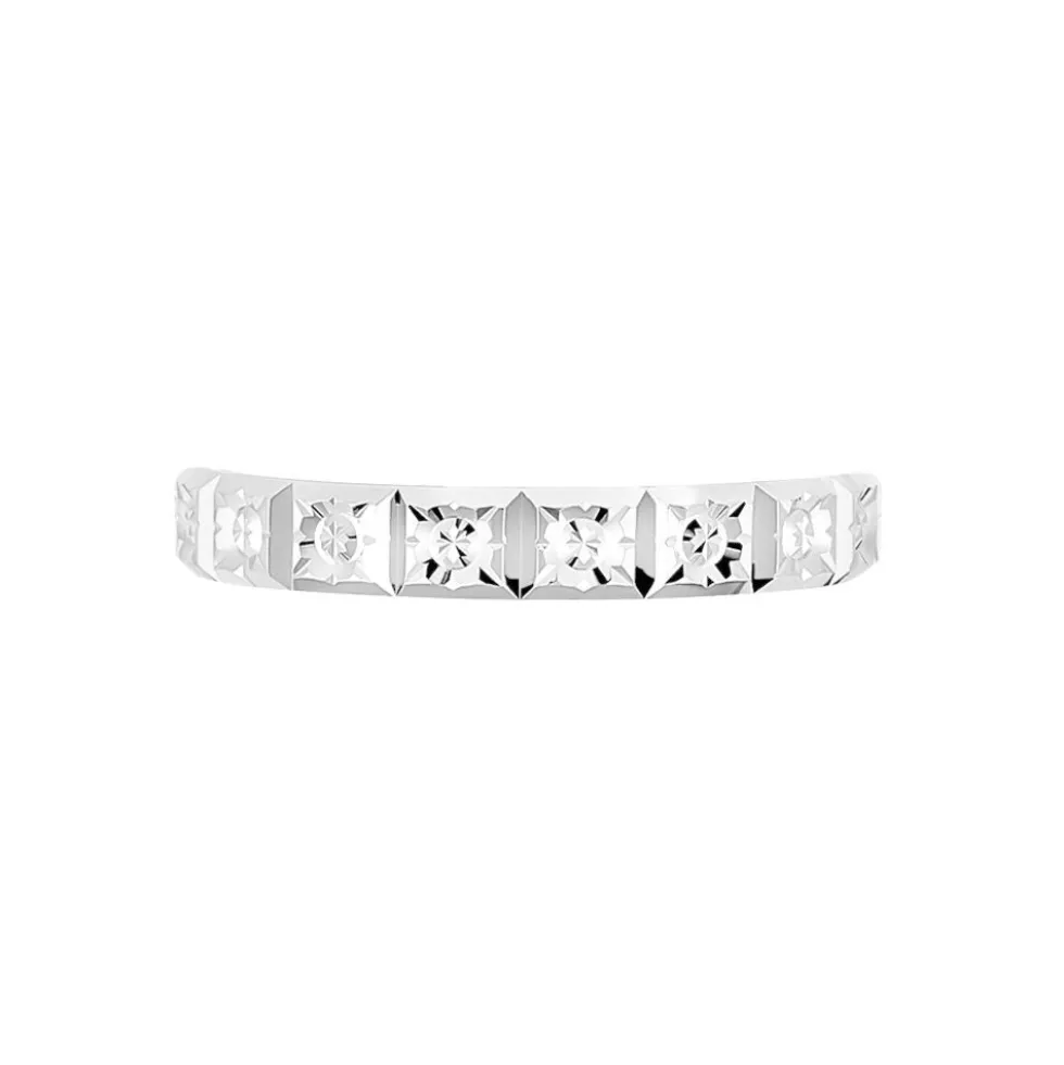Alliance Marya Carree Diamantee Ruban Plat Or Blanc