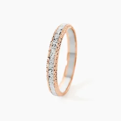 Alliance Multi Facettes Diamantee Demi Jonc Classique Or Bicolore