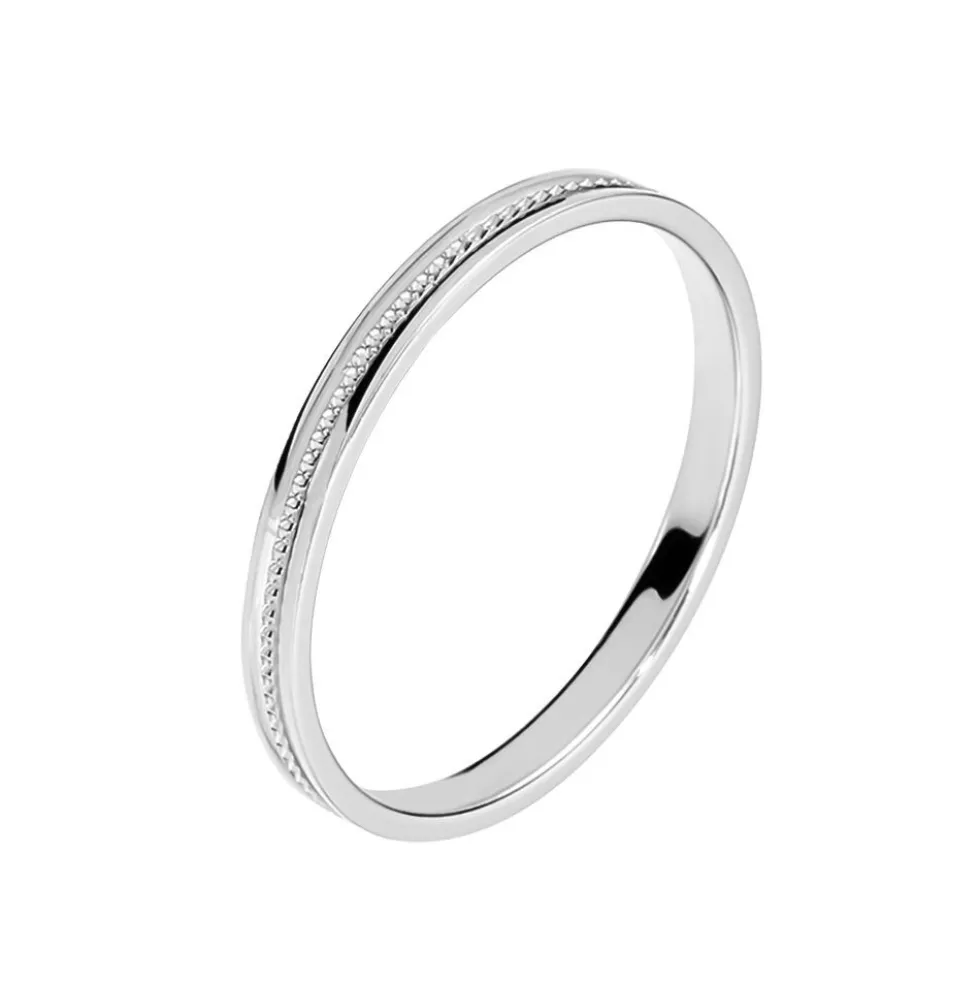 Alliance Perlee Ruban Plat Or Blanc