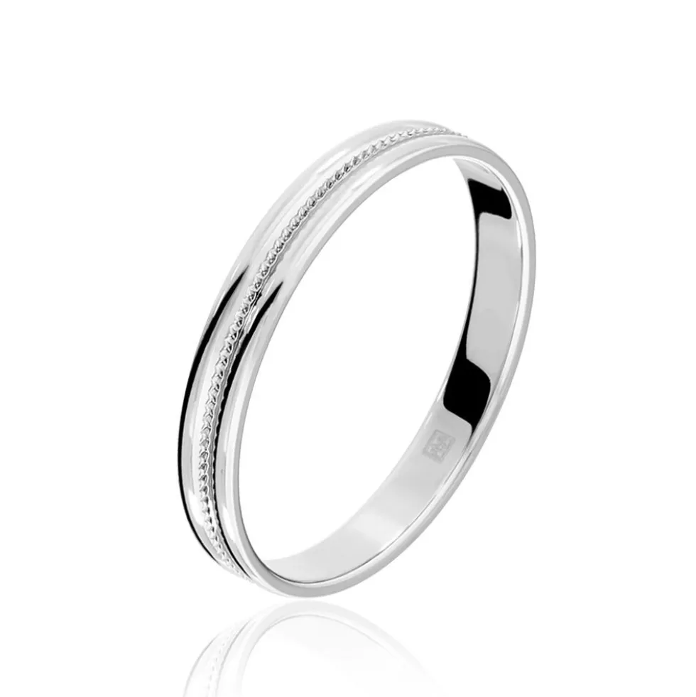 Alliance Perlee Ruban Plat Or Blanc