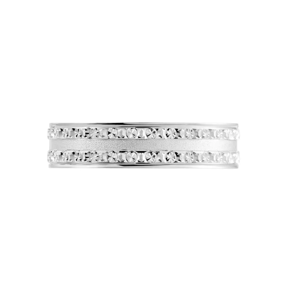 Alliance Satine Diamantee Ruban Plat Or Blanc