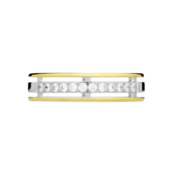 Alliance Serti Grains Ajoures Or Bicolore Diamant
