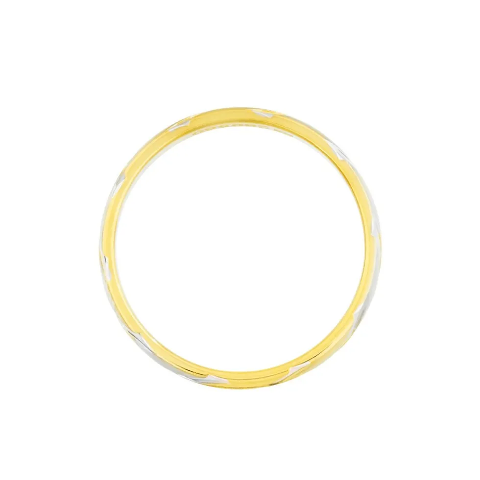 Alliance Strie Fantaisie Demi Jonc Classique Or Bicolore