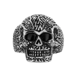 Bague Acier Blanc Et Noir Valentik