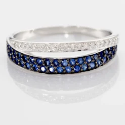 Bague Agapanthe Or Blanc Saphir Et Diamant