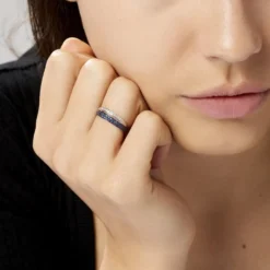 Bague Agapanthe Or Blanc Saphir Et Diamant