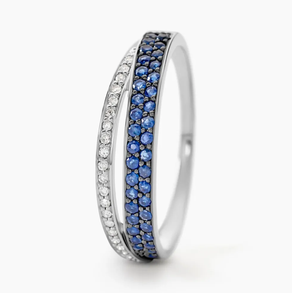 Bague Agapanthe Or Blanc Saphir Et Diamant