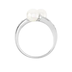 Bague Ajustable Argent Blanc Jeronimo Perle Oxydes De Zirconium