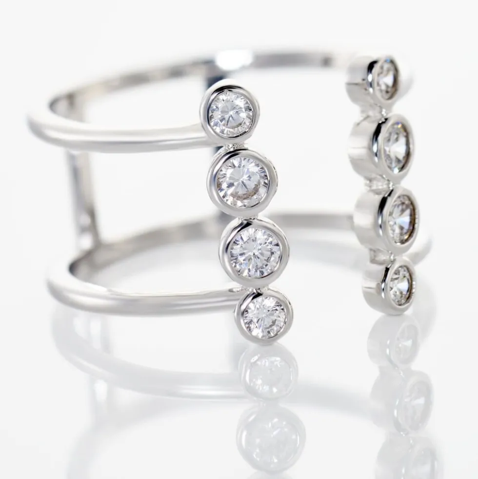 Bague Ajustable Janvier Argent Oxydes De Zirconium