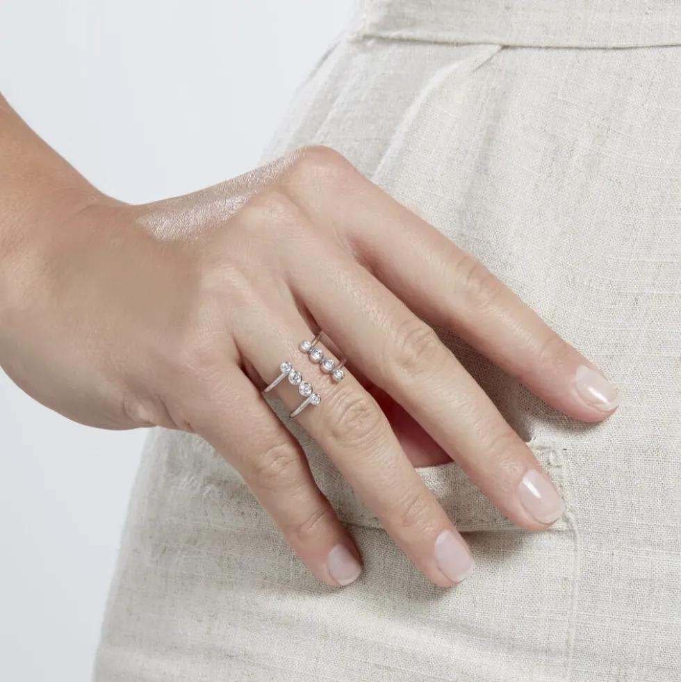 Bague Ajustable Janvier Argent Oxydes De Zirconium