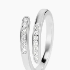 Bague Ajustable Mendel Argent Blanc Oxyde De Zirconium