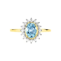 Bague Allande Or Jaune Topaze Et Oxyde De Zirconium