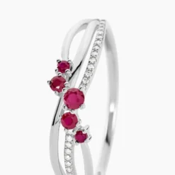 Bague Amarylis Or Blanc Rubis Diamant