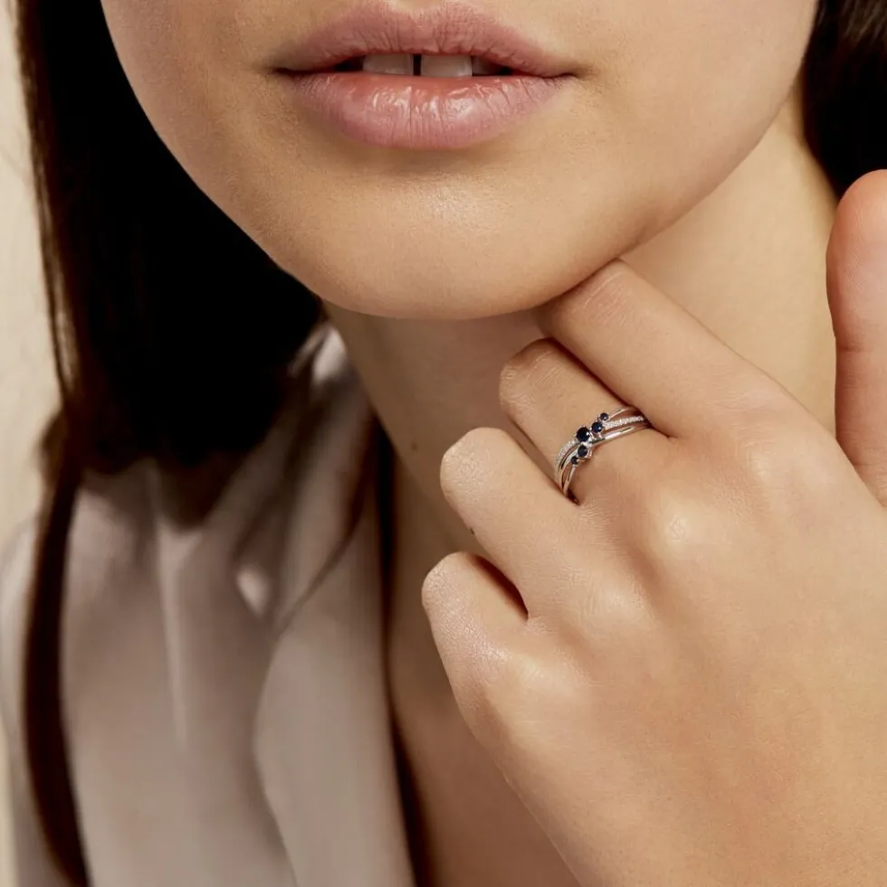 Bague Amarylis Or Blanc Saphir Diamant