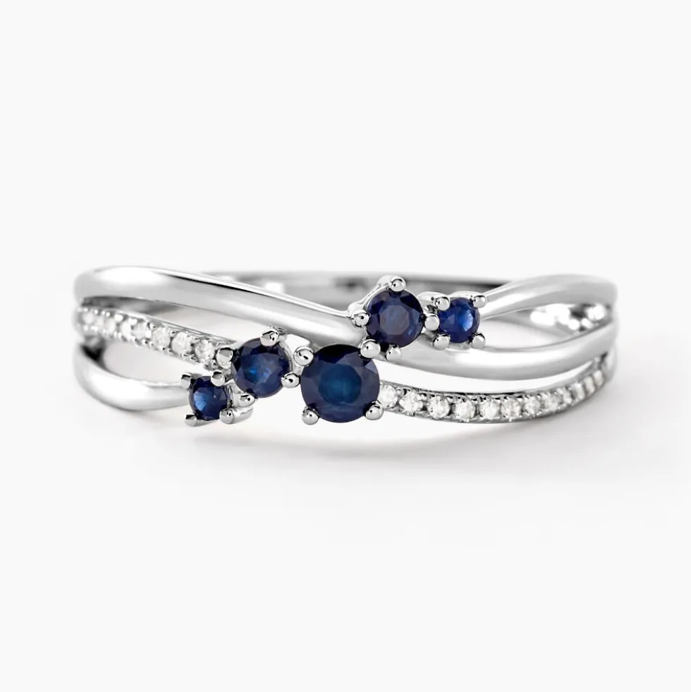 Bague Amarylis Or Blanc Saphir Diamant