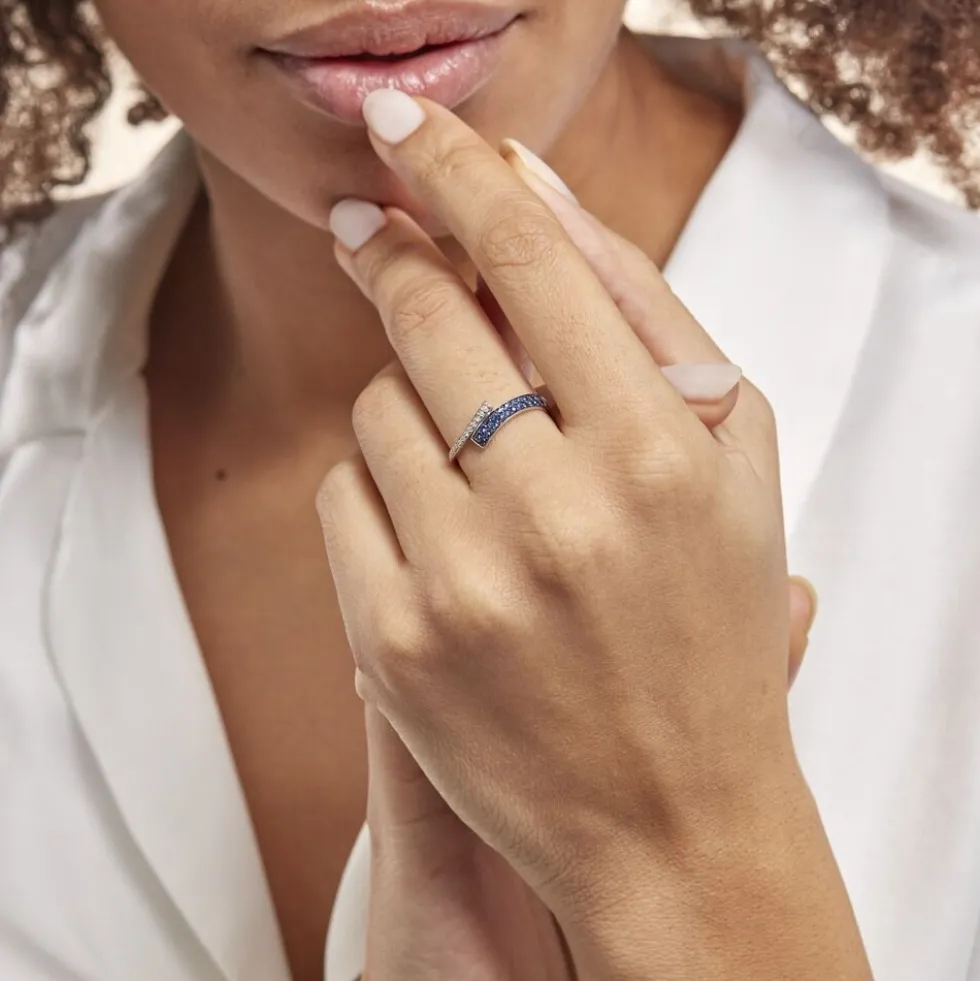 Bague Amelie Or Blanc Saphir Et Diamant