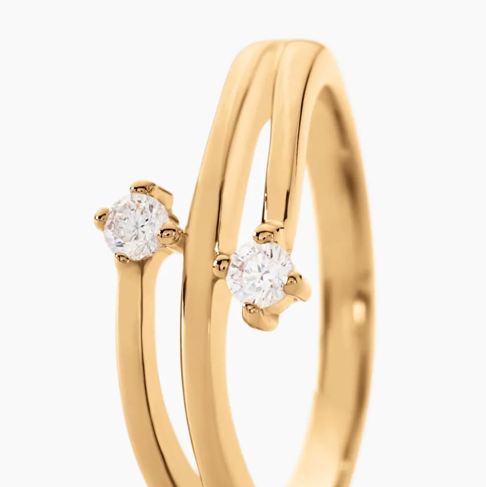 Bague Ana-lou Plaque Or Jaune Oxyde De Zirconium