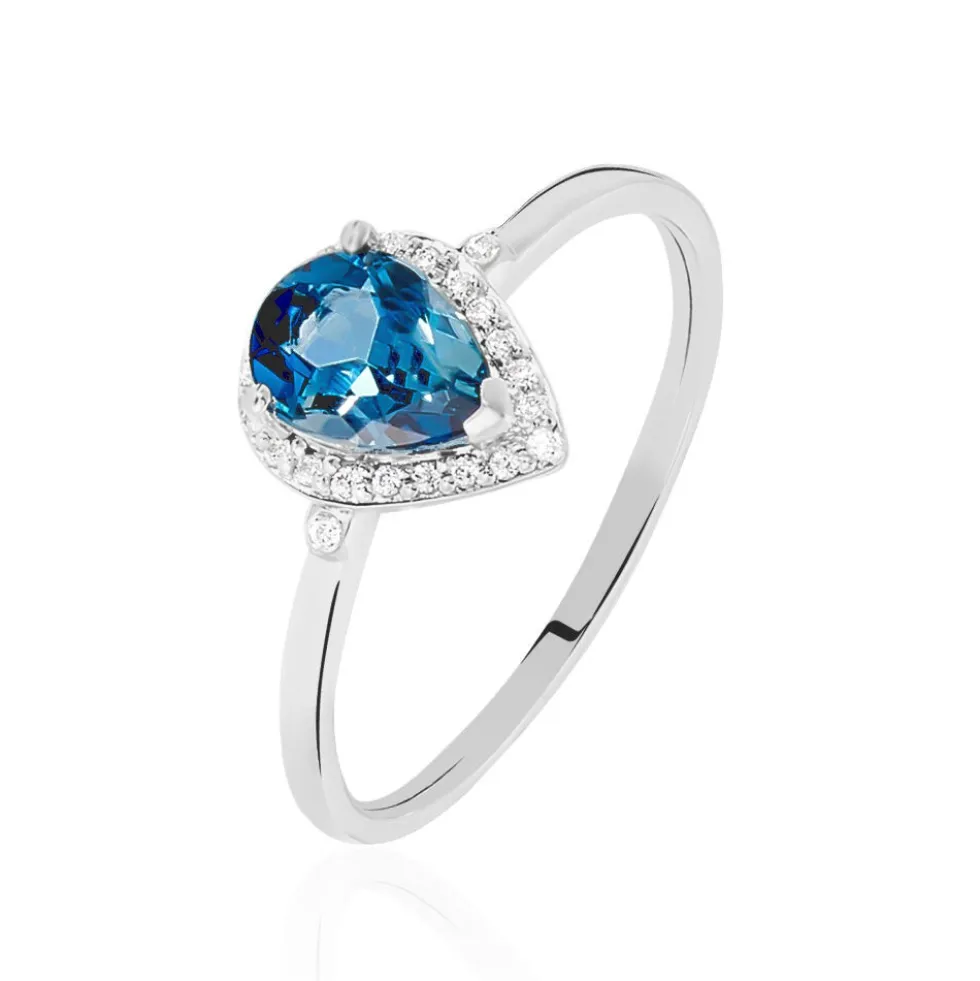 Bague Anatolie Or Blanc Topaze Et Oxyde De Zirconium