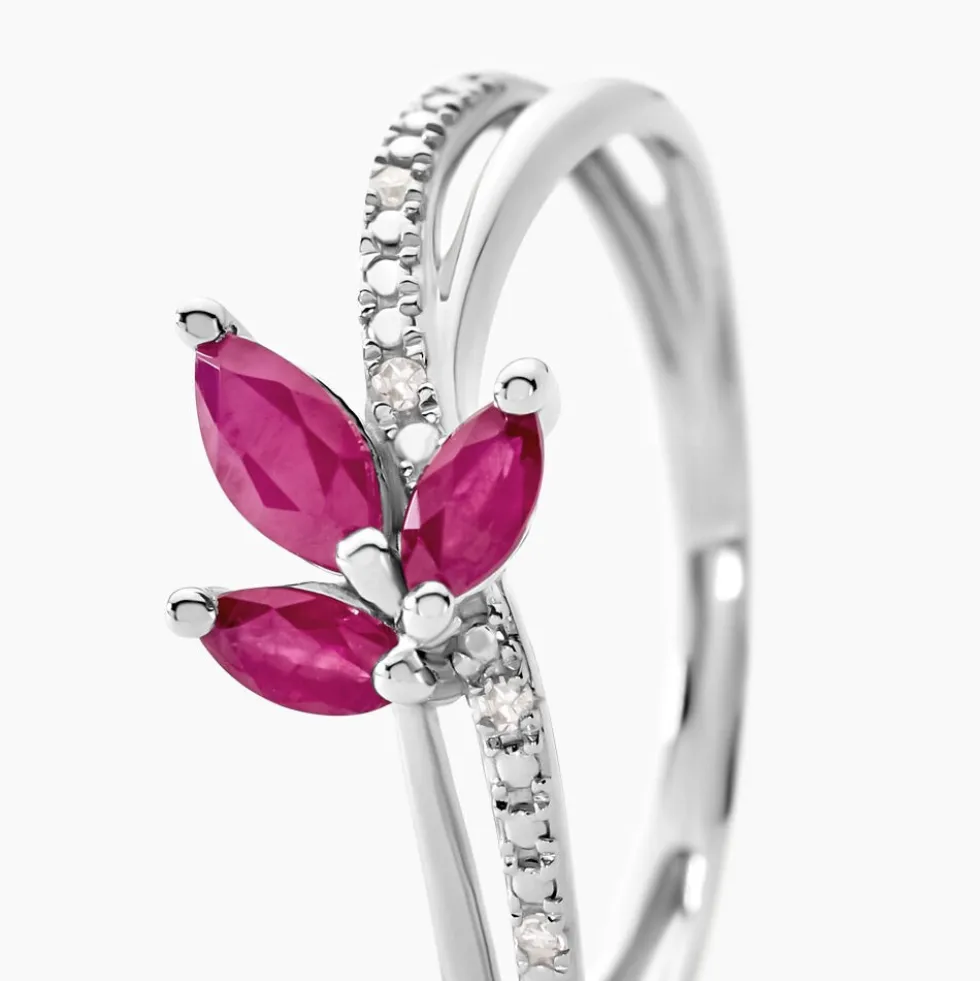 Bague Angie Or Blanc Rubis Et Diamant