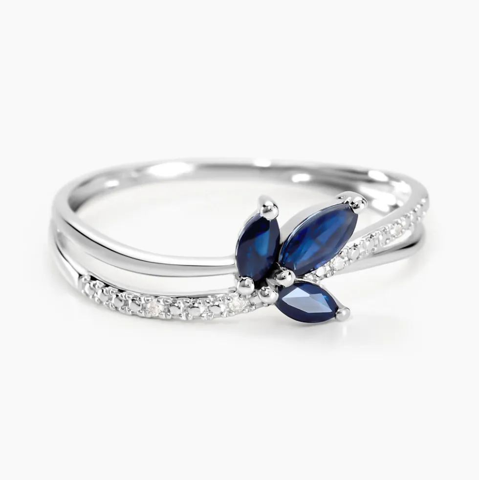 Bague Angie Or Blanc Saphir Diamant