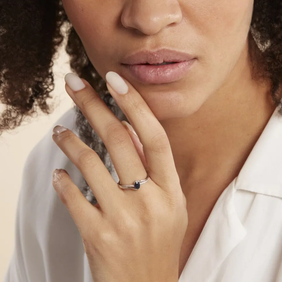 Bague Anja Or Blanc Saphir Et Diamant