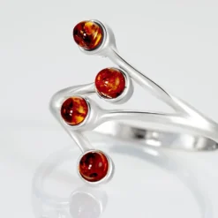 Bague Argent Blanc Accorus Ambre