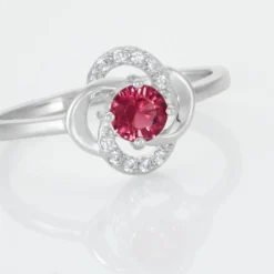 Bague Argent Blanc Clover Verre Oxydes De Zirconium