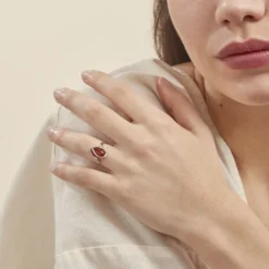 Bague Argent Blanc Leeloo Ambre