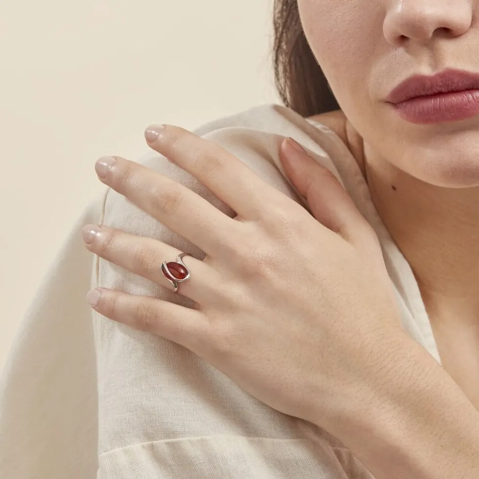 Bague Argent Blanc Leeloo Ambre