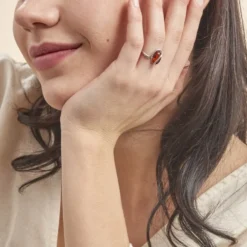 Bague Argent Blanc Leeloo Ambre