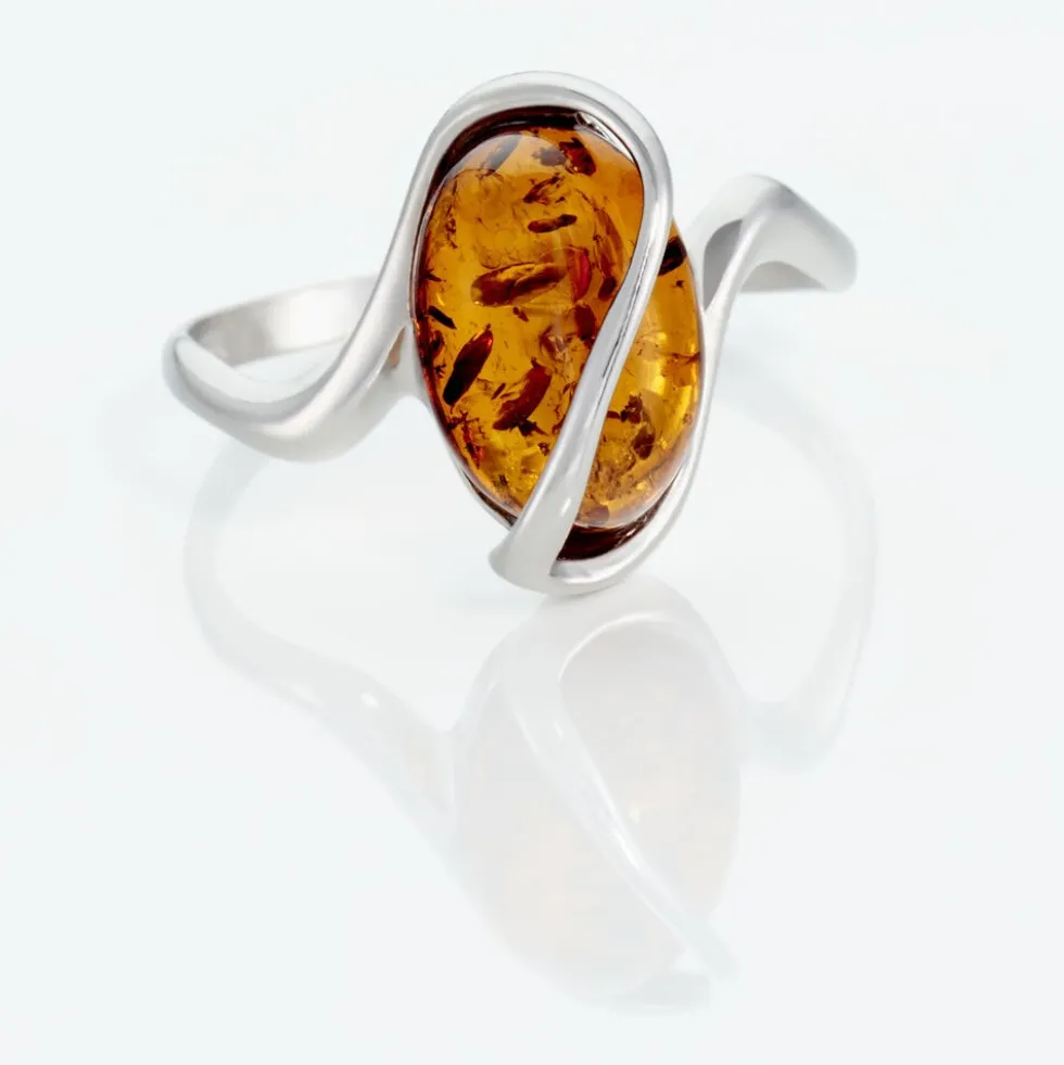 Bague Argent Blanc Leeloo Ambre