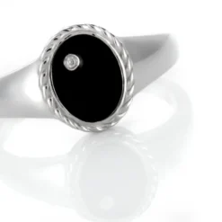 Bague Argent Blanc Lugus Email Et Oxyde De Zirconium