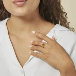Bague Argent Blanc Nailla Ambre