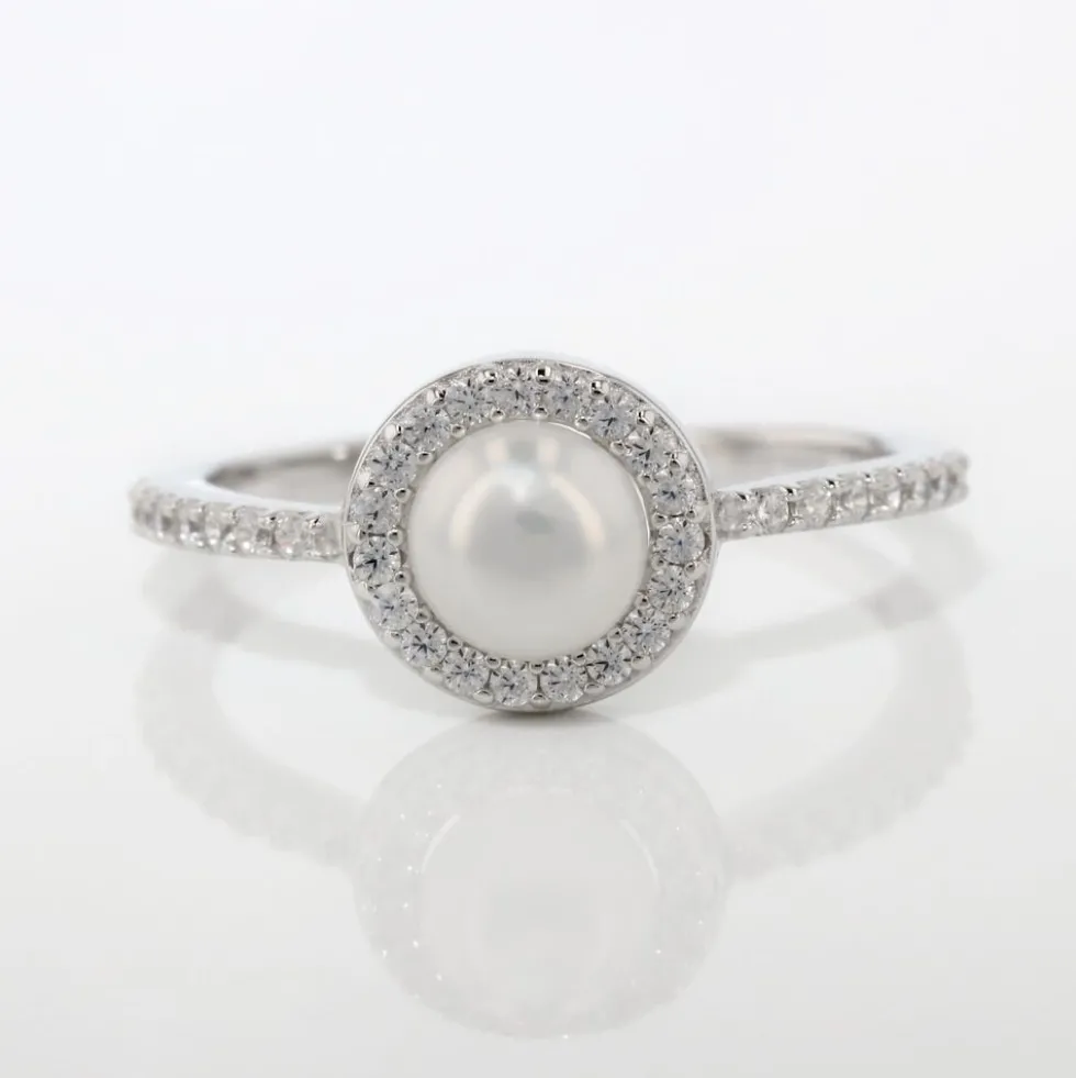 Bague Argent Blanc Suada Perle De Culture Oxyde De Zirconium