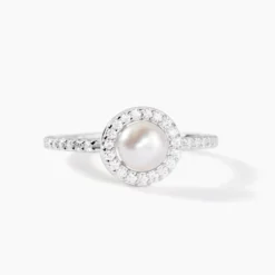 Bague Argent Blanc Suada Perle De Culture Oxyde De Zirconium