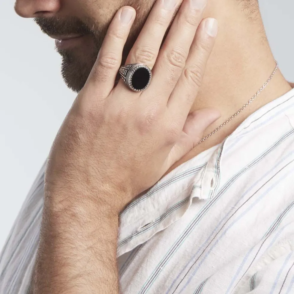 Bague Argent Blanc Thimeo Agathe Noire