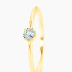 Bague Argent Jaune 925/1000 Cercle Topaze Bleu Sky