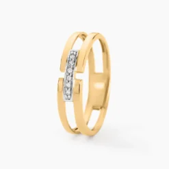 Bague Barrette Or Jaune Diamant