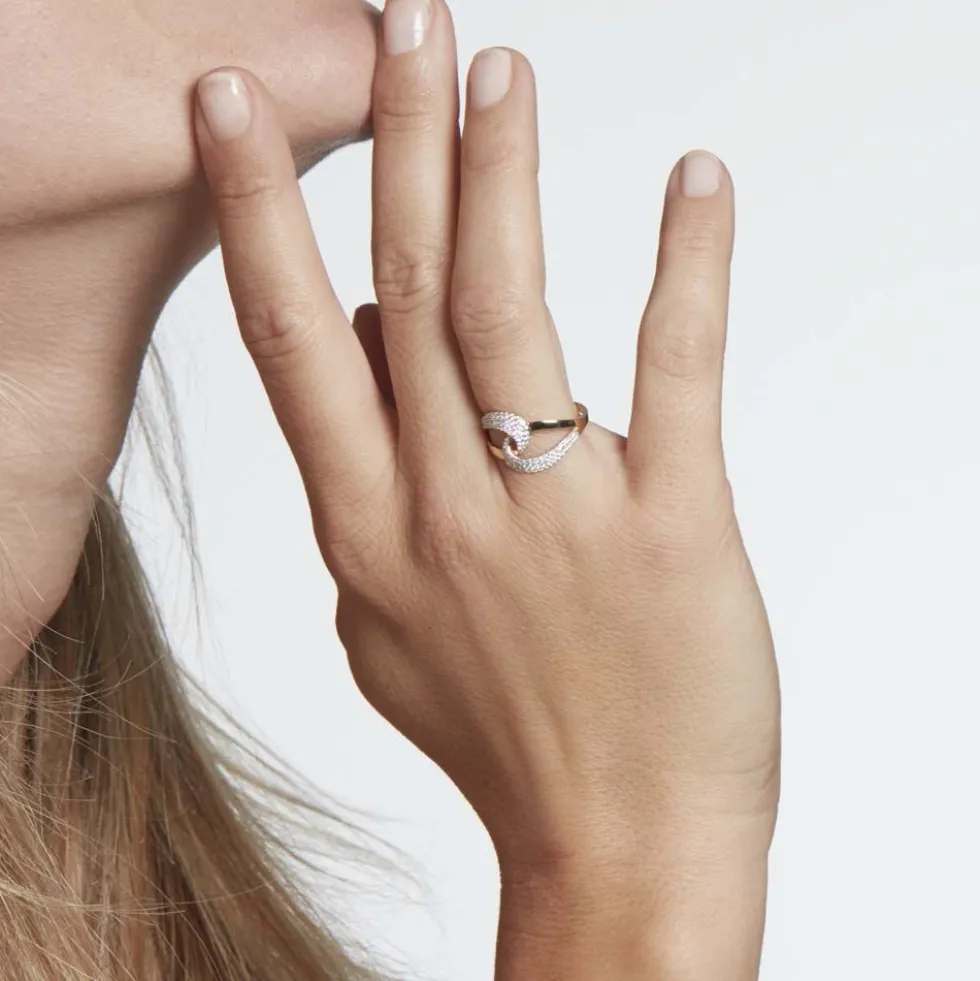 Bague Boucle D'or Or Jaune Oxyde De Zirconium