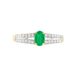 Bague Carlton Or Jaune Emeraude Diamant