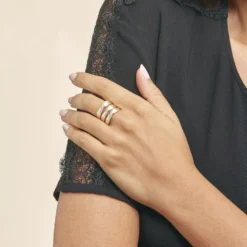 Bague Catharine 3 Rangs Or Jaune Diamant