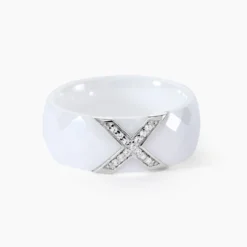 Bague Ceramique X Argent Blanc